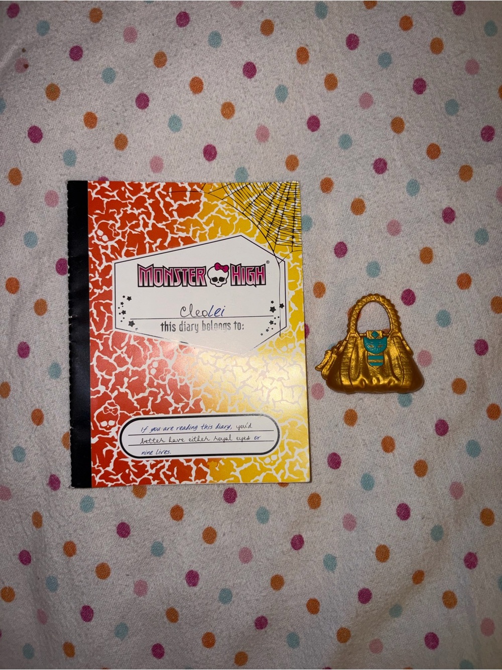Monster High Freaky Fusion Cleolei Diary & Gold Purse G1 Doll Accessories Set